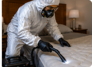 Désinfection d’un matelas à l’aide d’un appareil à vapeur